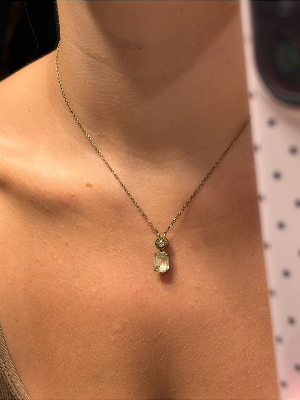 Coach Gold Necklace with Gemstone Pendant
